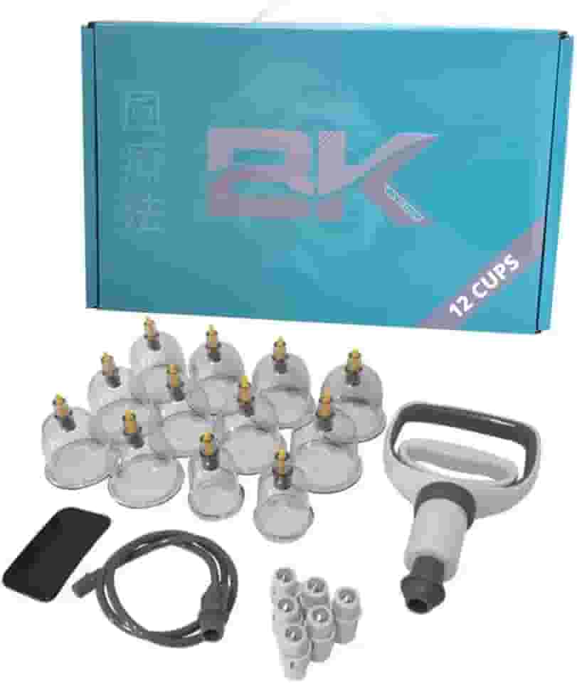 Kit Ventosa BK Com 12 Copos + Pistola Sucção + Mangueira + Pinos Magnético + Guashá