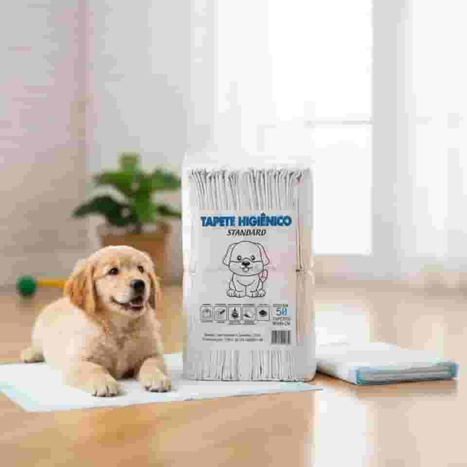 Tapete Higiênico para Cachorro Pet Cães 30 Unidades 80x60 Com Fitas Adesivas Antivazamentos Ultra Absorção 6 Camadas Anti Odores Descartável
