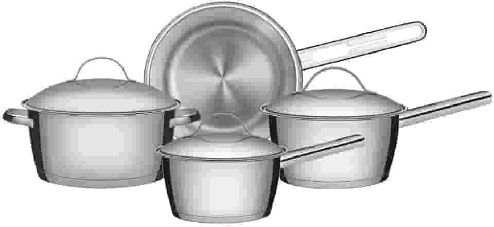 Jogo de Panelas com Fundo Triplo 4 Peça Tramontina Inox, 65650270