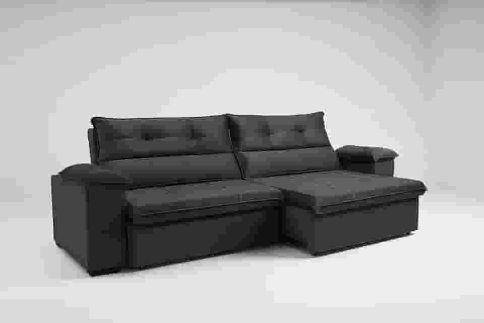 Sofá Aconchegante 4 Lugares Reclinável e Retrátil Bel Veludo LIMOV (Cinza Chumbo, 2,50m)