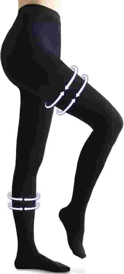 Meia-calça de compressão médica para mulheres e homens, bico fechado opaco 20-30 mmHg, suporte graduado, leggings de circulação de alta compressão para varizes, edema, voo, TVP, Preto, G