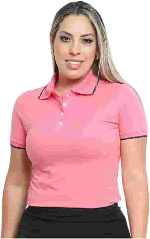 Camisa Gola Polo Feminina Algodão Elastano Uniforme Lisa