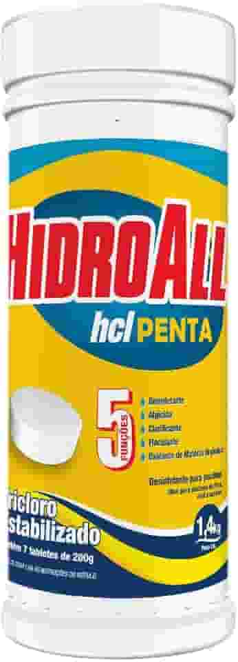 HidroAll Cloro para piscinas hcl Penta tubo 1,4kg com 7 pastilhas - Refil Flutuador