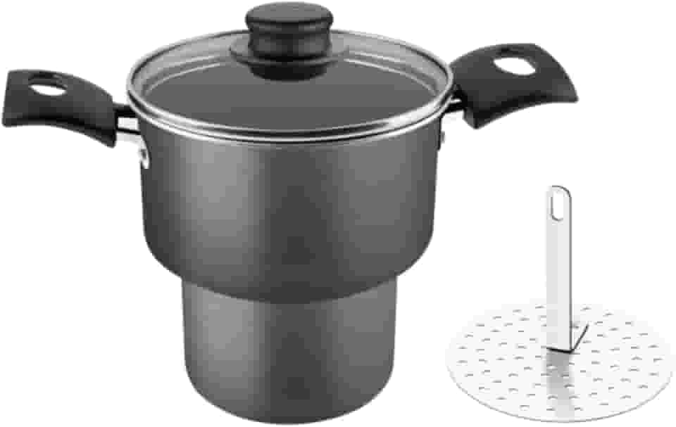 Cuscuzeira De Alumínio Com Revestimento Interno De Antiaderente Tramontina Turim Grafite 14cm