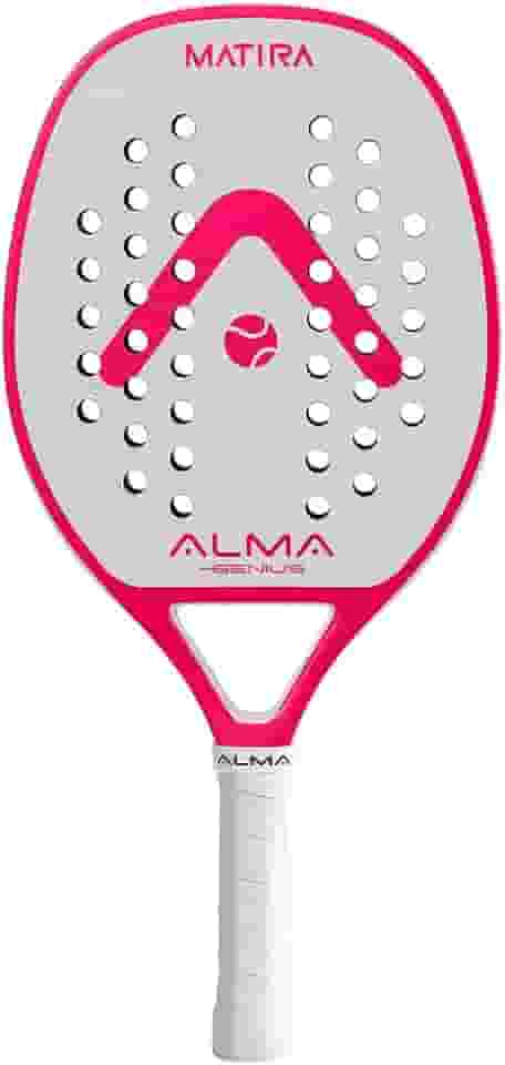 Raquete Beach Tennis Carbono 1K Matira Branca e Rosa Alma Genius