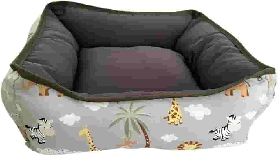 Cama PET dupla face com zíper para fácil remoção da espuma e lavagem (Médio, Safari e cinza)