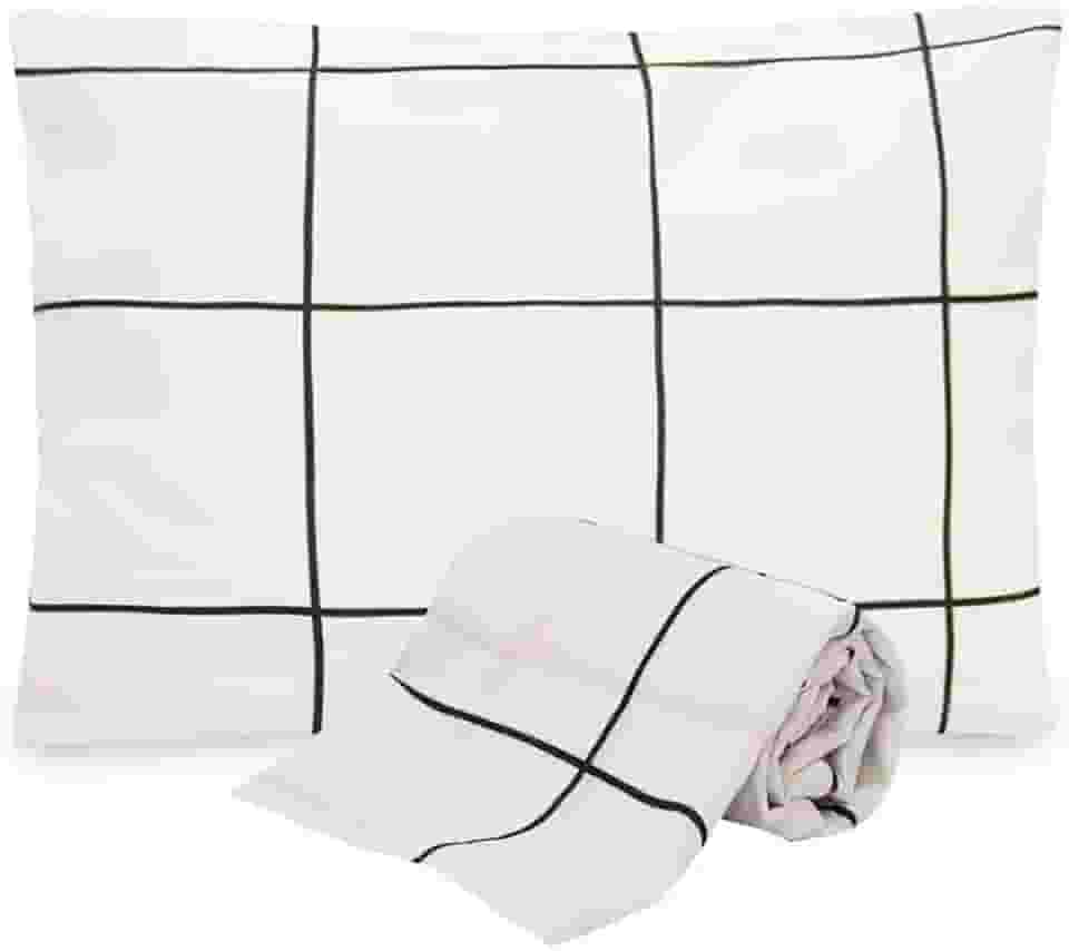 Jogo De Lençol Solteiro 2 Peças Grid Algodão, Branco, Marina Enxovais, Duplo, Classic