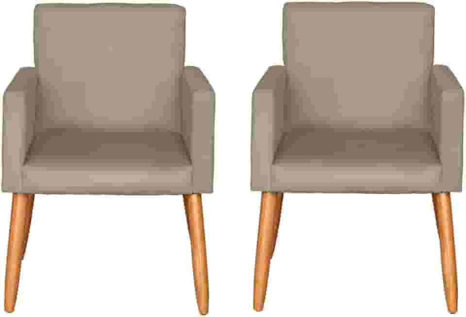 Kit 2 Poltronas Cadeira Decorativa para Sala de estar Cadeiras para Recepção Manicure Escritório Sala De Espera (CAPPUCCINO)