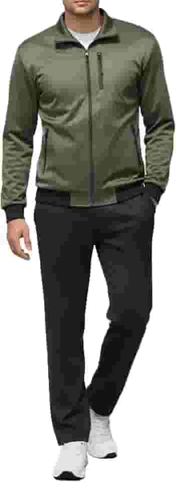 Conjunto de agasalho esportivo masculino com zíper completo, moda para treino, jaqueta e calça de manga comprida, roupa de 2 peças