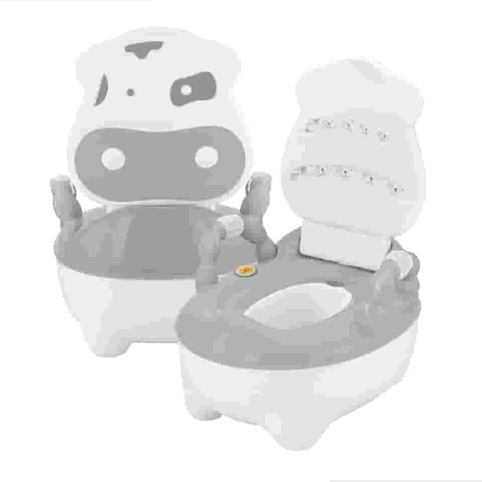 Troninho Infantil Prime Baby com Música Fazenda Penico Educativo com Depósito Removível Antiderrapante e Alças Giratórias para Desfralde (Branco)