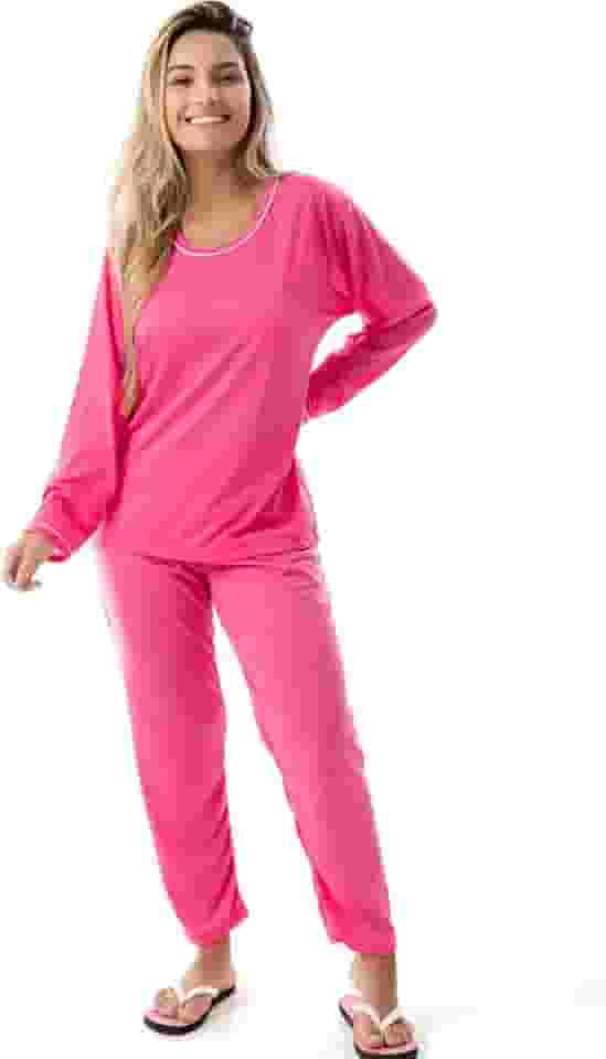 Pijama Confortavel Longo em Malha Suave Lisa | Feminino 177