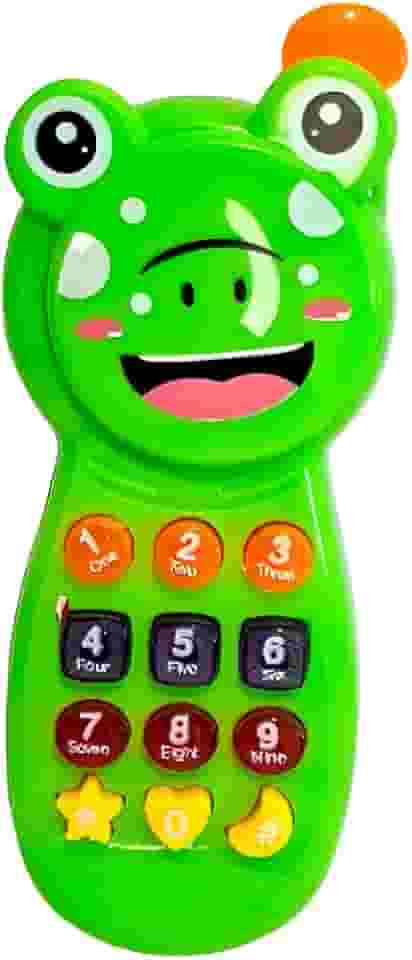 Celular Infantil Sapinho Musical com Luz, Verde, Plástico, 17,5 x 7 cm, Design Divertido, Sons e Luzes, para Crianças Acima de 2 Anos, Funciona com 2 Pilhas AA