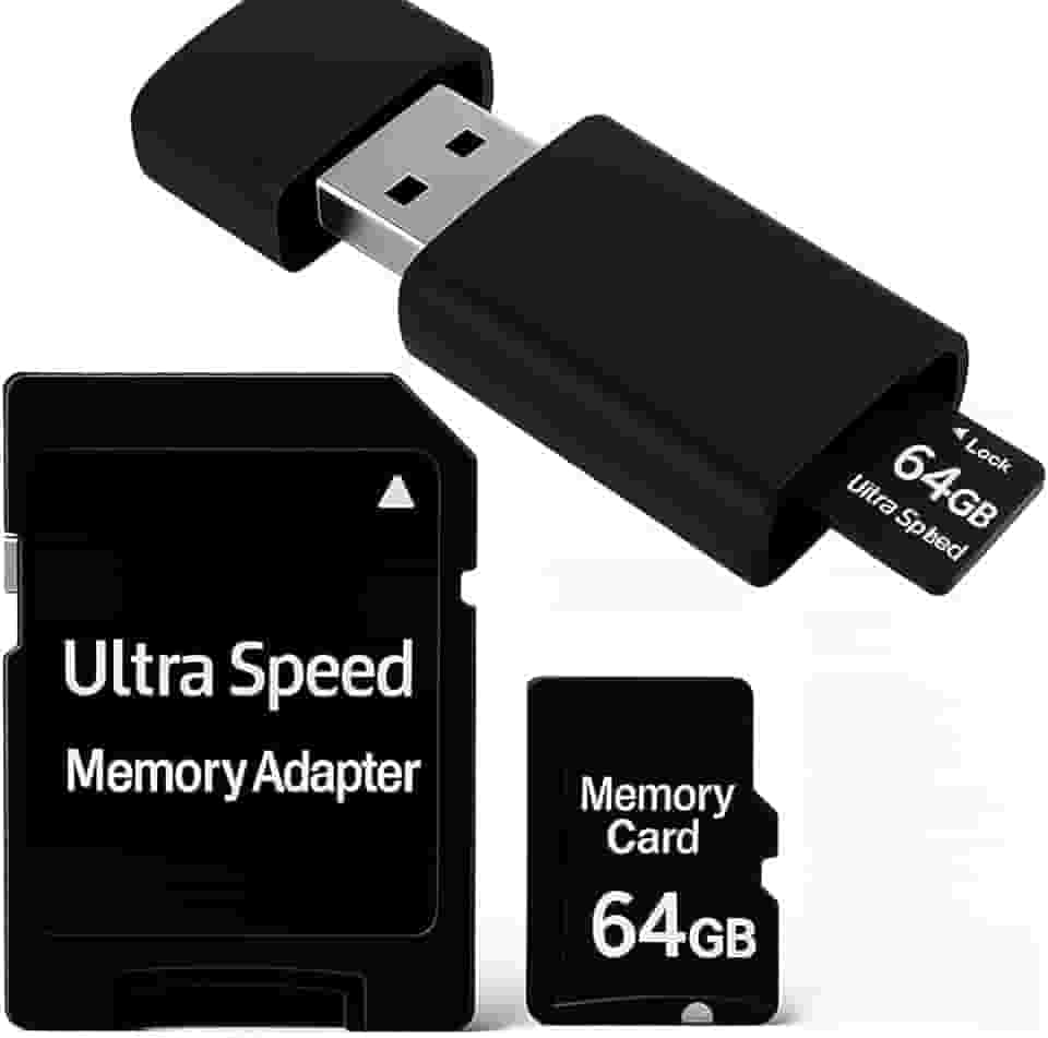Cartão de Memória 64GB com Adaptador USB e SD, Alta Velocidade Classe 10, Kit Completo para Câmeras e Dispositivos Android (64, GB)