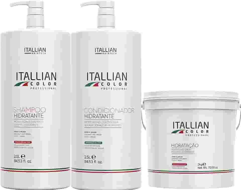 Kit Itallian Color Profissional - Shampoo 2.5L + Condicionador 2.5L + Máscara Hidratação 2kg - Proteção e Economia Salon