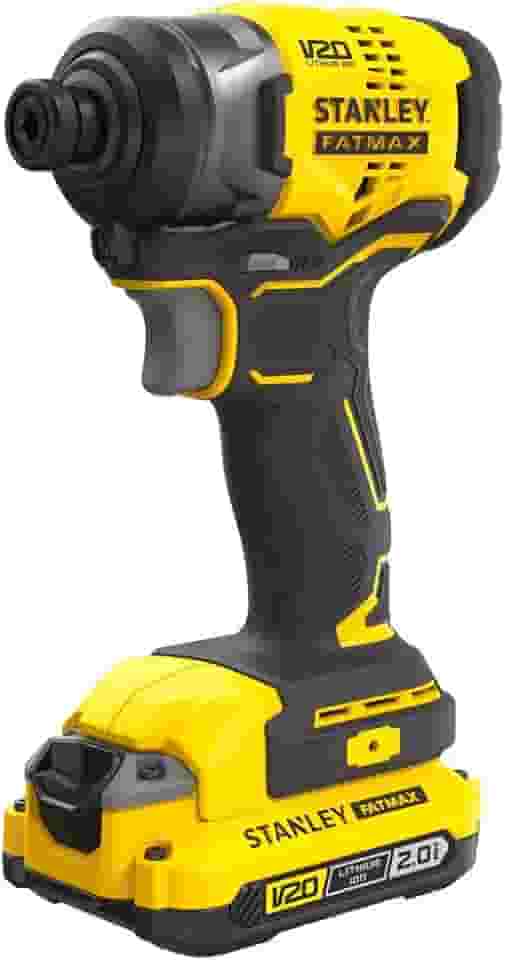 STANLEY Parafusadeira de Impacto 1/4 pol. (6,35mm) 20V MAX* Brushless Bivolt com 2 Bateria e Maleta SBI810D2K