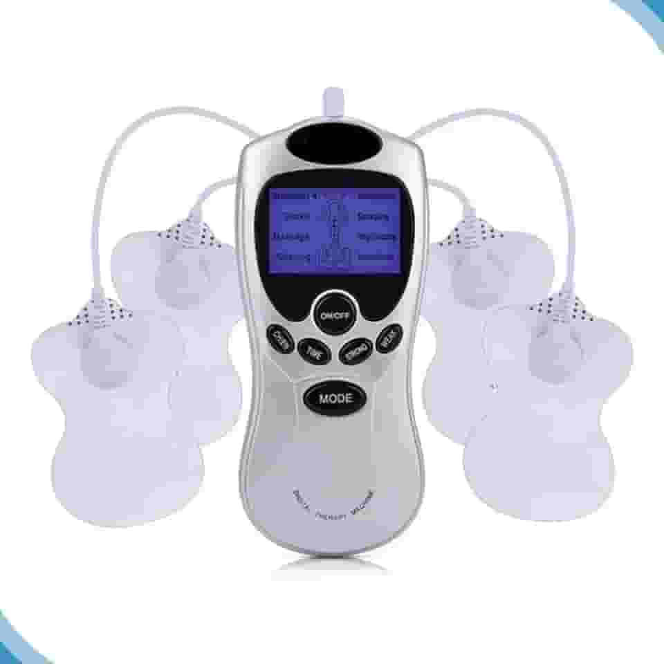 Massageador Muscular Tens e Fes com 4 Eletrodos – Aparelho de Choque Elétrico para Alívio de Dores