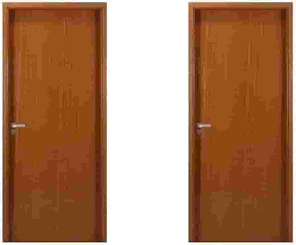 2 Kits Porta de Madeira Lisa 215x74cm com Batente de Mdf Ultra 10cm Melamínica Mogno