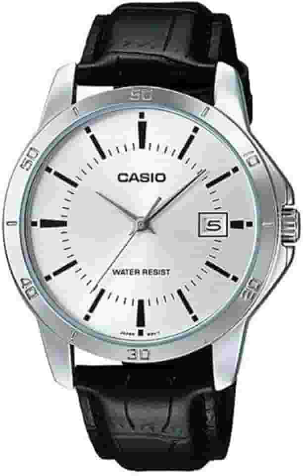 Casio MTP-V004L-7A Relógio masculino analógico padrão de aço inoxidável com mostrador prateado