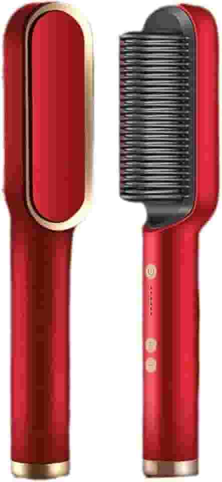 Escova Alisadora Bivolt 5 Em 1 - Alisa, Hidrata, Modela, Alinha E Anti-Frizz(Vermelho)