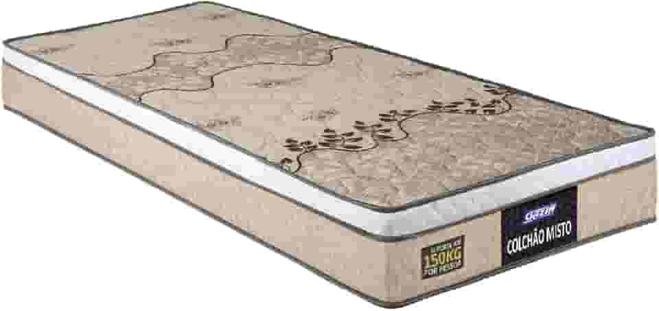 Colchão Solteiro Espuma D33 Fort 88x188x21cm Bege/Branco - Suporta até 150kg por Pessoa