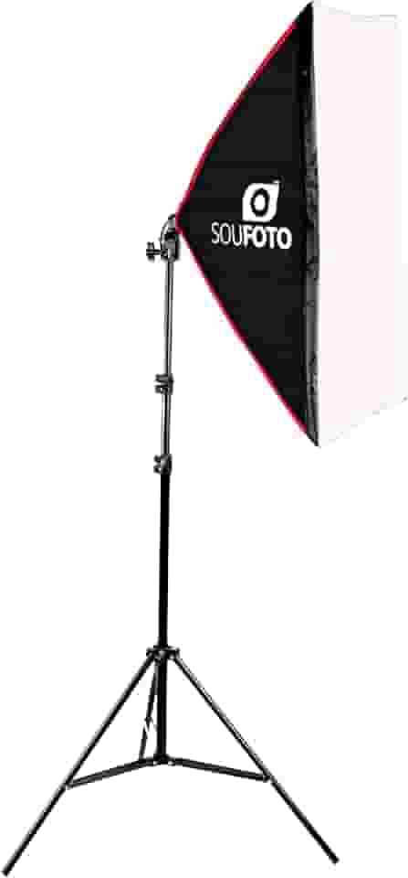 SOU FOTO Kit de Iluminação Softbox 50x70cm com Soquete E-27 Embutido para Estúdio de Video ou Fotografia Profissional | 1x Softbox 50x70cm e 1x Tripé de 2 metros | Modelo Uno