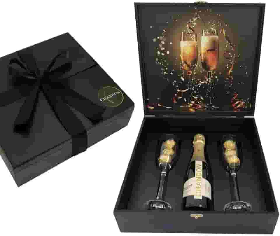 Box Espumante Chandon 375ml Presente 2 Taças Vidro Ferrero Rocher