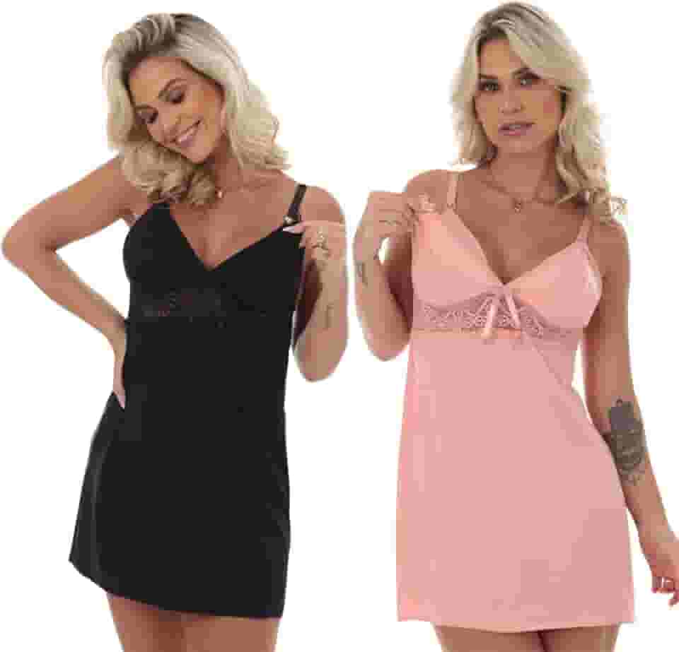 2 Camisolas de Amamentação com Fecho Abre Fácil Pijamas Maternidade Dormir Gravida