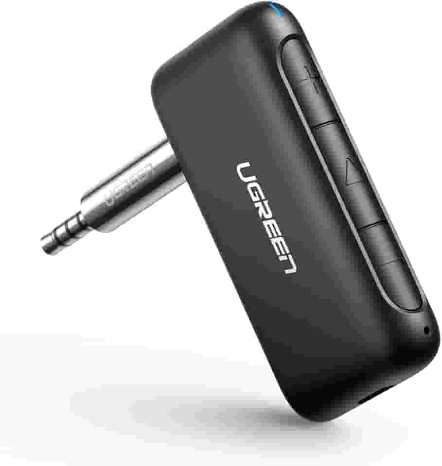 UGREEN Receptor Bluetooth para carro portátil sem fio Bluetooth 5.0, adaptador de áudio auxiliar de 3,5 mm, microfone embutido para música, casa, sistema Hi-Fi, alto-falante, fones