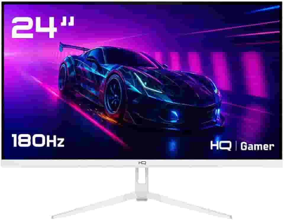 Monitor Gamer Branco 24" 1ms, 180Hz, IPS, AMD FreeSync, Full HD, HDMI, DP, Frameless HQ Premium HQW24IP18