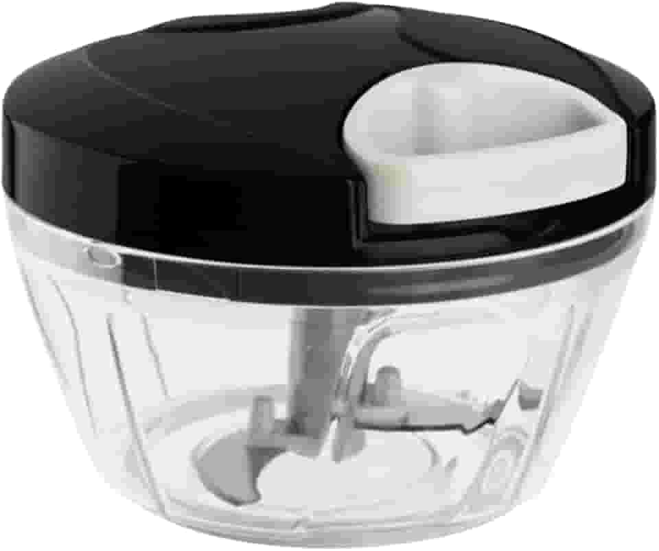 Mini Processador Manual de Alimentos 500ml com 3 Lâminas Aço Inoxidável – Tritura, Pica e Mistura Legumes, Verduras, Frutas, Cebola, Alho e Ervas – Compacto, Prático e Fácil de Limpa