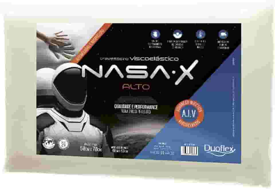 Travesseiro Nasa-X Alto, Duoflex, 100% Algodão, Bege, Para Fronha 50Cmx70Cm