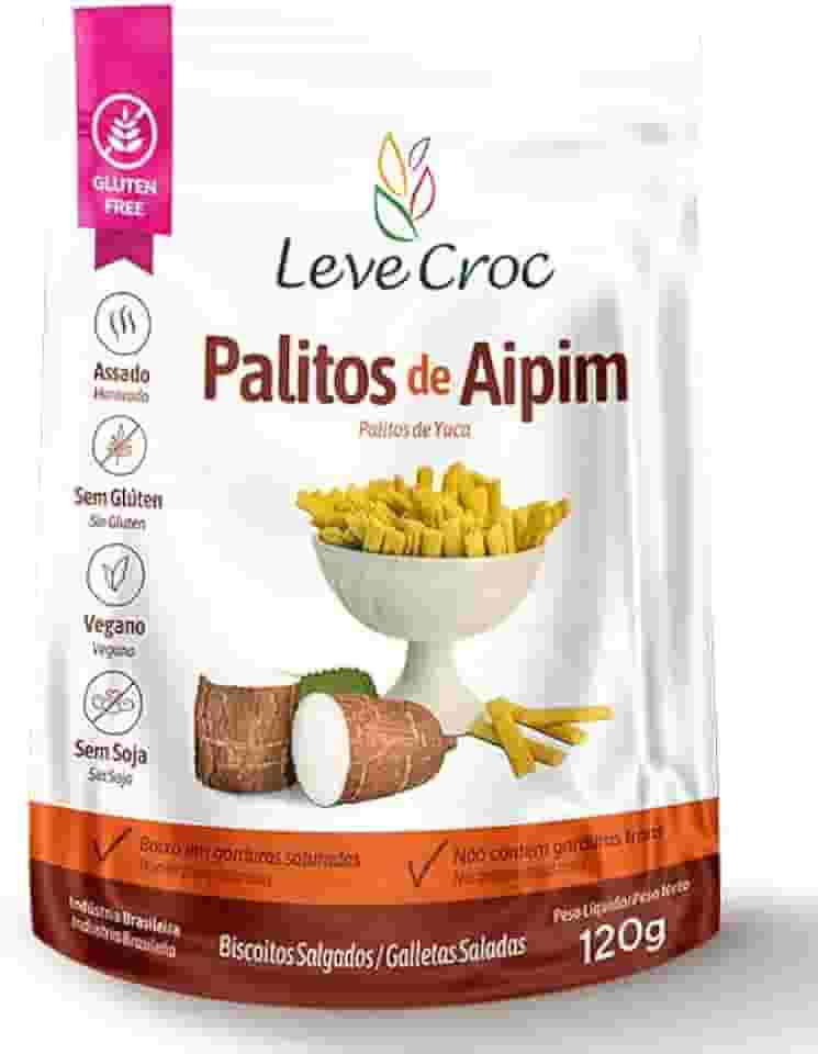 Palitos salgados sem gluten de Aipim 120g - Leve Croc