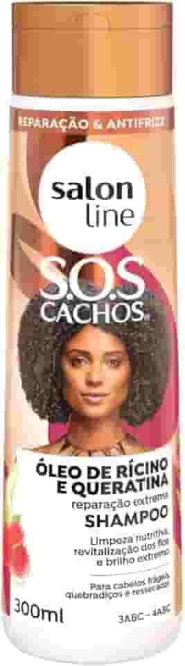 Salon Line, Shampoo, SOS Cachos, Óleo de Rícino e Queratina, Vegano - Para Cabelos Cacheados e Crespos, 300ml