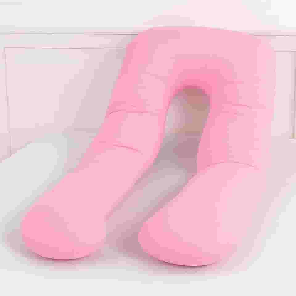 Travesseiro Para Grávida Gestante e Amamentação Repouso Anatômico 100% Algodão Macio Cor (ROSA)