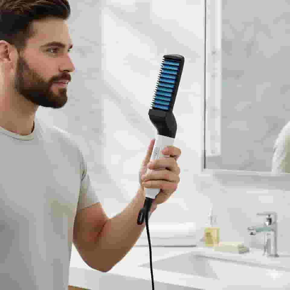 Alisador Barba Cabelo Rápido Multifuncional – Escova Térmica Bivolt