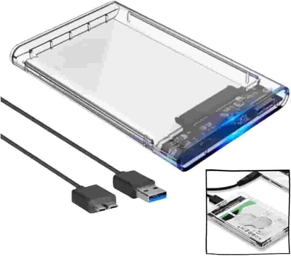 Case Externa Para HD transparente Alta Velocidade e Conexão USB 3.0 Transmissão de 6gbps Sata 3 Suporta SSDs e HDs de até 3TB Transparente Premium