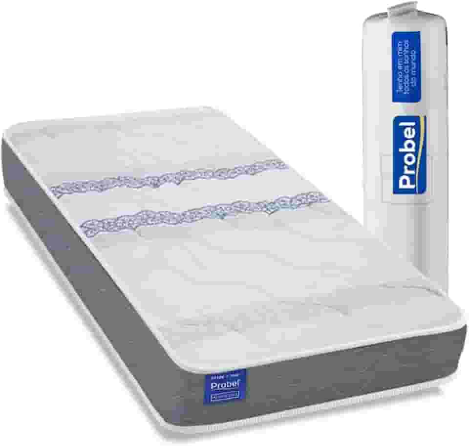 Colchão Solteiro Probel Espuma D33 88x188x14 Night Day a Vácuo Branco/Cinza