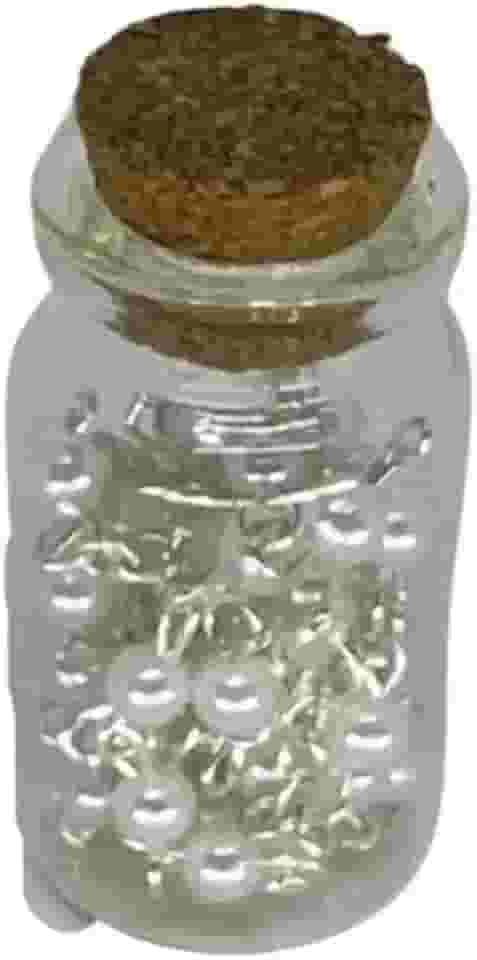 Terço em Perola com Porta Terço de Vidro com Rolha de Cortiça, Rosário Religioso Católico em Frasco de Vidro