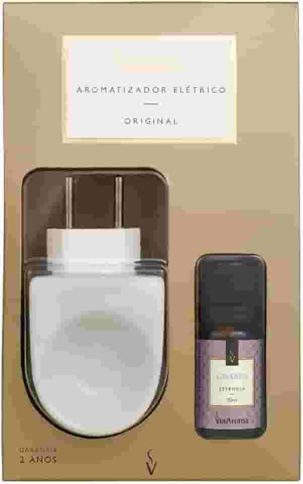 Aromatizador de Ambiente Via Aroma Difusor Elétrico + 1 Essência (Lavanda)