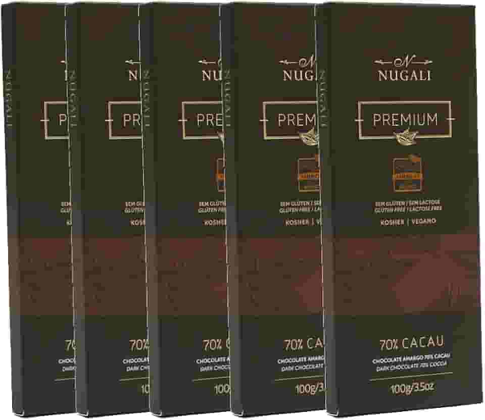Kit Barra de Chocolate Amargo 70% – Nugali – 5unidades de 100g