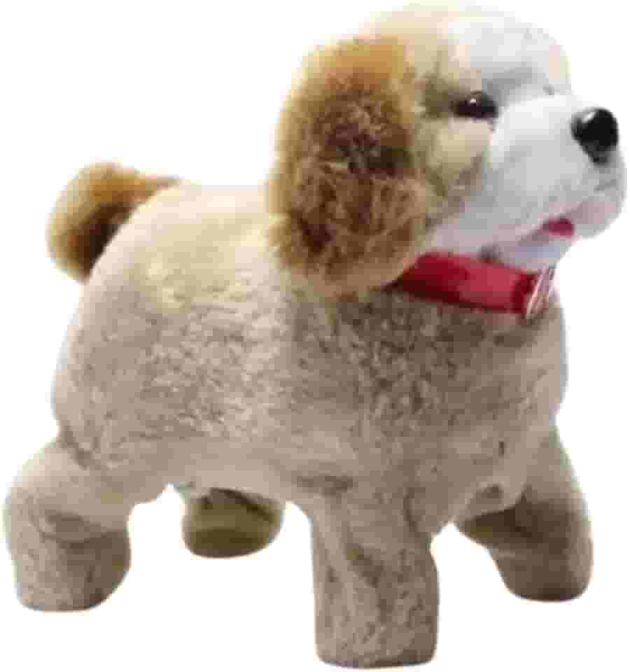 Cachorro de Pelúcia Interativo que Anda, Late, Pula e Dá Cambalhota com Som Au-Au, Brinquedo Infantil com Coleira Vermelha e Pelagem Macia – Cachorrinho Eletrônico Divertido para Crianças