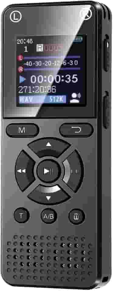 Gravador de Voz de 64 GB com Reprodução, Mini Gravador de Voz com Leitor MP4 Integrado, Redução de Ruído de 7 Níveis e Proteção por Senha, Gravador Ativado por Voz para Palestras, Reuniões