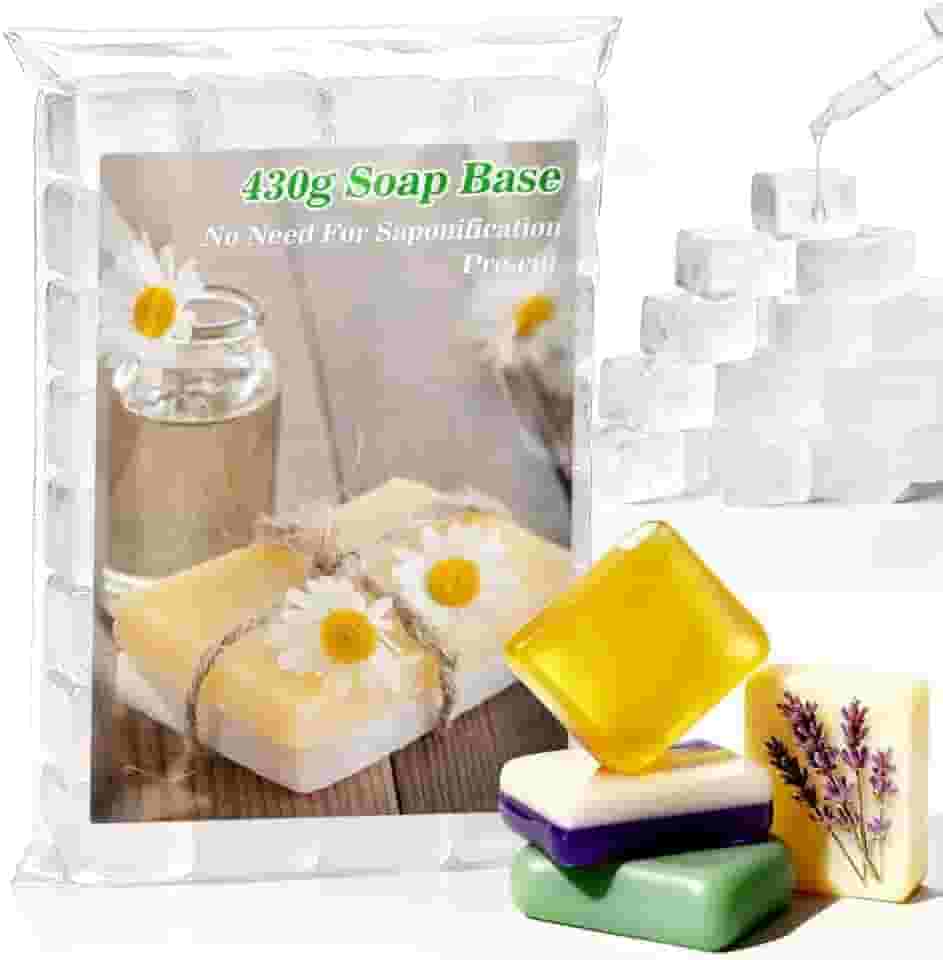 Base de sabão de glicerina orgânica transparente – Base de sabão artesanal pré-cortada natural de 420 ml Glicerina para Hacer Jabones Óleos vegetais hidratantes DIY para artesanato personalizado