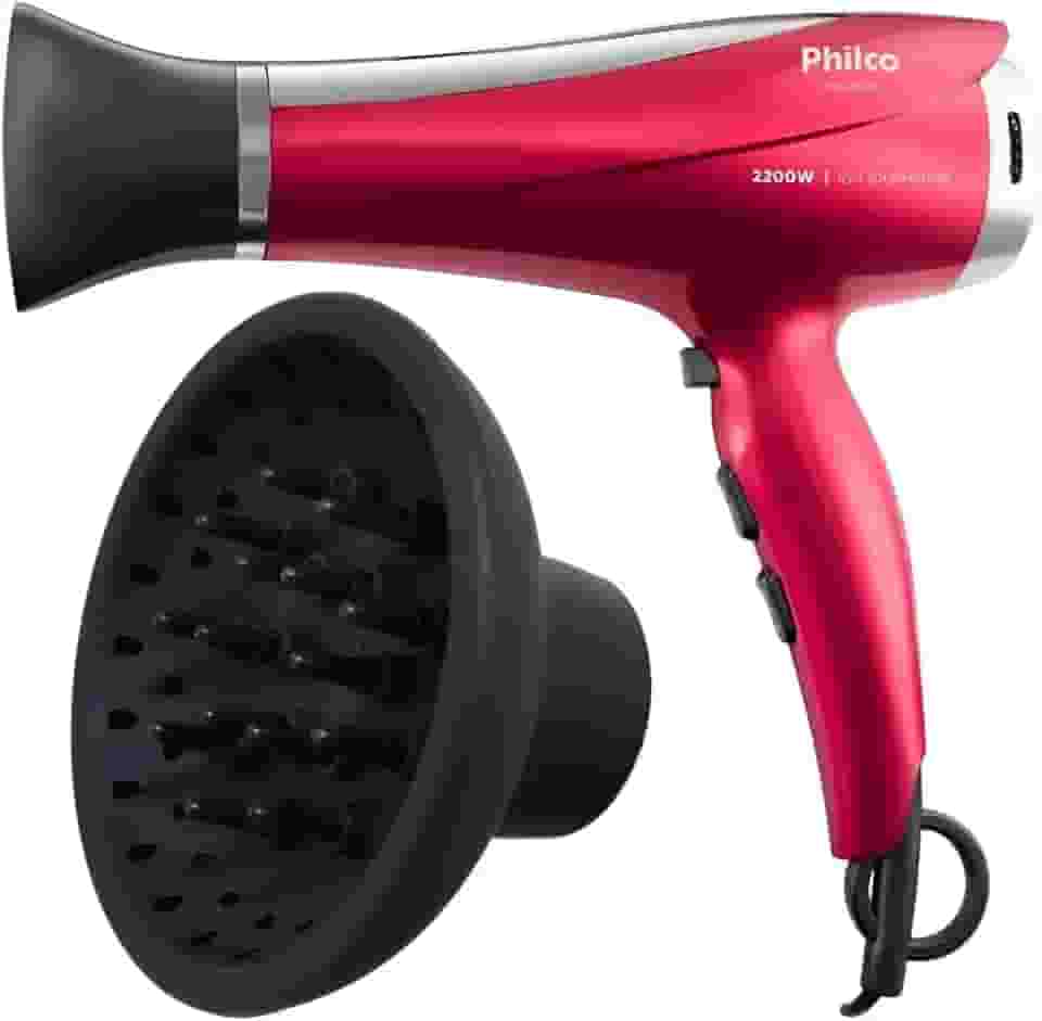 Secador de Cabelo Philco Profissional 2200W Íon Tourmaline com Difusor de Cachos - Bivolt