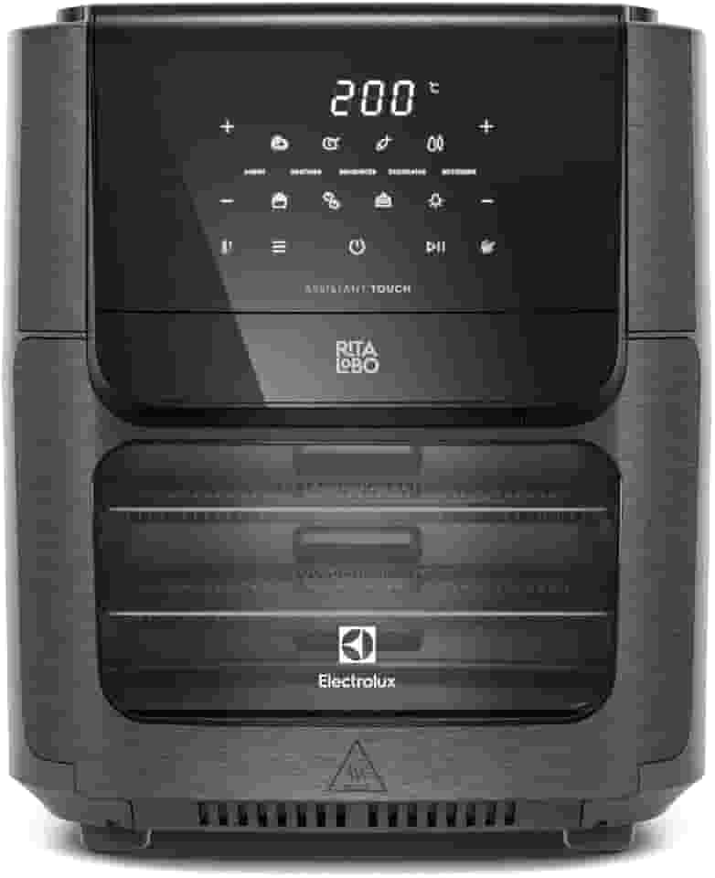 Fritadeira Elétrica sem oleo Forno Oven Airfryer 12L digital receita programada 2 bandejas espeto giratório 1700W Electrolux EAF90 Grafite 220v