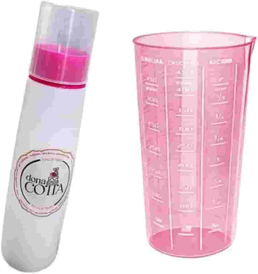 Kit Confeitaria Bisnaga de Umedecer Bolo + Copo Medidor Rosa - Injetemp