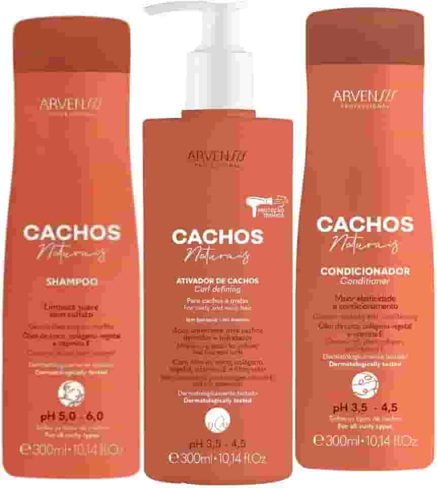 Kit Arvensis Cachos Naturais Ondulados e Cacheados Shampoo + Condicionador + Ativador 300ml