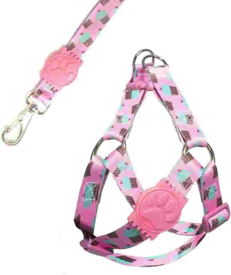 MY PET BRASIL Peitoral Para Cachorros M Ajuste Fácil No Corpo Do Pet Cupcake Coleira Peitoral Regulável Confortável E Resistente Rosa