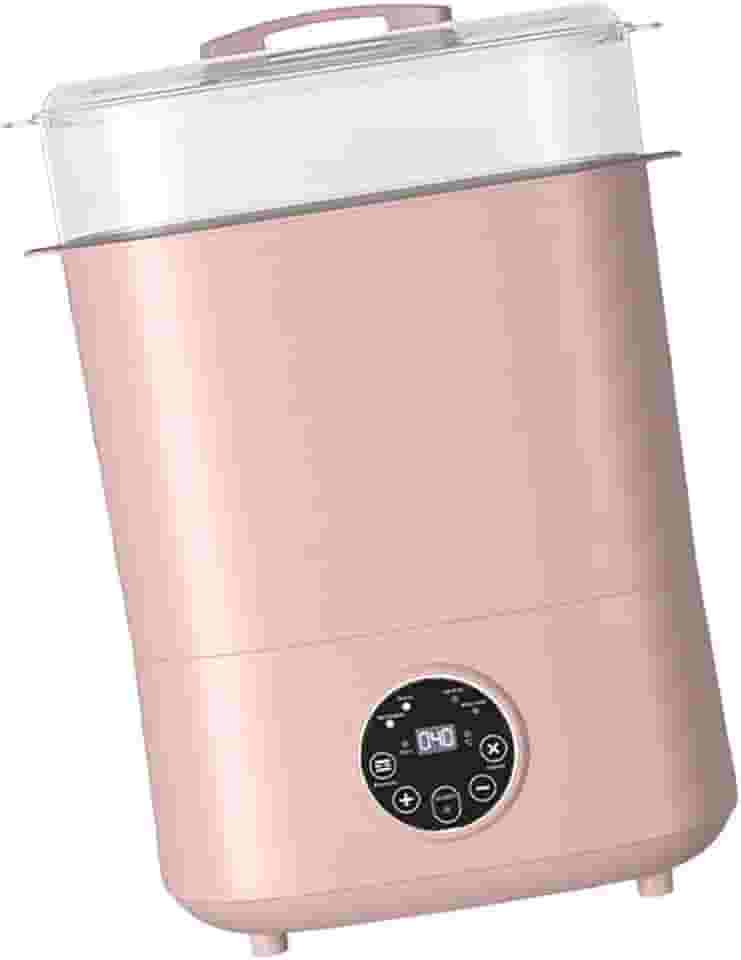 harayaa Esterilizador e secador elétrico de mamadeiras a vapor para viagens, carro e mamadeiras, Rosa