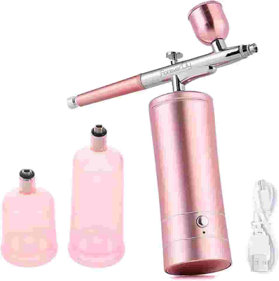Kit Aerógrafo Portátil Recarregável ROSA 30 PSI com Compressor e Copos de Tinta – Ideal para Confeitaria, Maquiagem, Pintura e Decoração